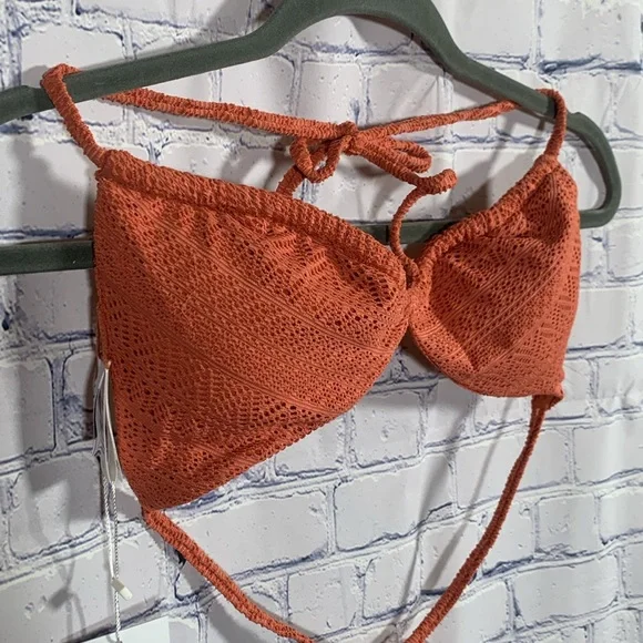 Andie Swim Womens String Bikini Top in Cedar Crochet Boho Hippie Festival L NWT - Picture 2 of 5